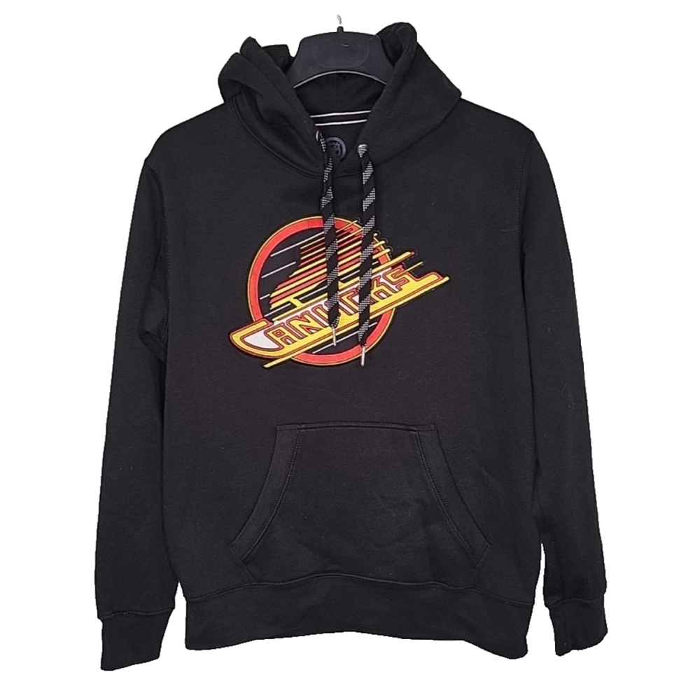 NHL Vancouver Canucks Men's Hoodie Size M Black Fleece Cozy Hockey Sports Logo